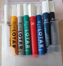 Cargar imagen en el visor de la galería, LOTARSET8* Plumas Lotar De dinas set de 8 piezas 30/,32,/34,36,/38,/40,/42,/44 Dynes