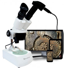 Cargar imagen en el visor de la galería, QM15* Microscopio Quasar 80x Estereoscópico Con Cámara