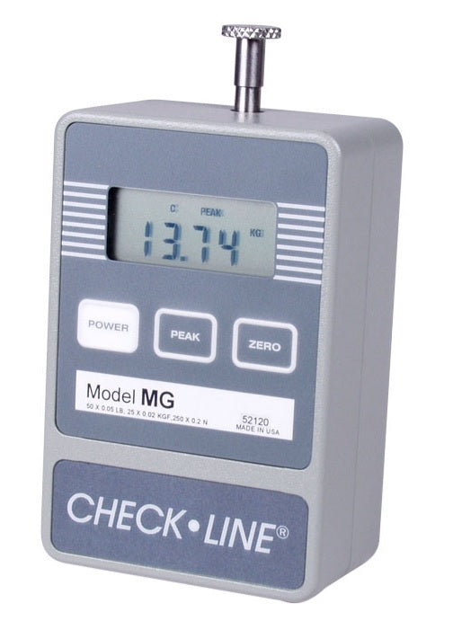 MG-100* Dinamómetro Digital rango 100 lb 50 kg 500 N Res:0.1 lb 0.05 kg 0.5 N Check line